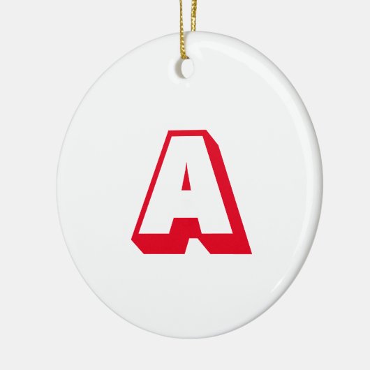 Monogram, Red white custom initiletter Weihnachten Keramik Ornament (Links)