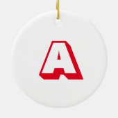 Monogram, Red white custom initiletter Weihnachten Keramik Ornament (Hinten)