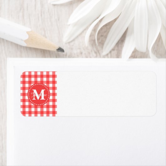 Monogram Red White Gingham Karo Pattern (Insitu)