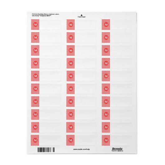 Monogram Red White Gingham Karo Pattern (Vorne)