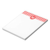 Monogram Red White Gingham Karo Pattern Notizblock (Rotiert)