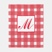 Monogram Red White Gingham Pattern Fleecedecke (Vorderseite)