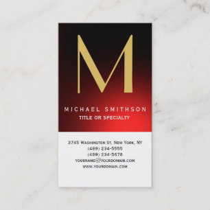 Monogram Red White Modern Simple Business Card Visitenkarte