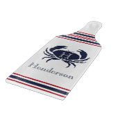 Monogram Red White Navy Blue Crab Nautic Schneidebrett (Ecke)