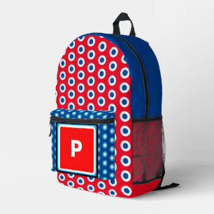 Monogram Red White Polka Dots Bedruckter Rucksack