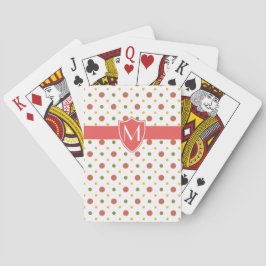 Monogram Red White Polka Dots Playing Cards Spielkarten