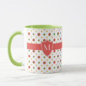 Monogram Red White Polka Dots Ringer Coffee Tasse (Links)