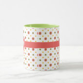 Monogram Red White Polka Dots Ringer Coffee Tasse (Zentrum)