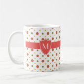 Monogram Red White Polka Dots Ringer Coffee Tasse (Links)