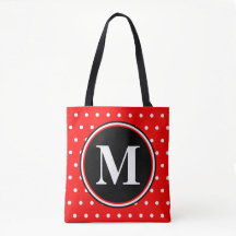 Monogram Red White Polka Dots Zitat