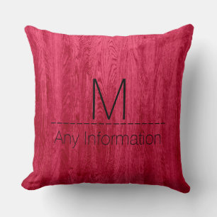 Monogram Red Wood Grain Texture Kissen