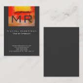 Monogram Red Yellow Grey Abstrakte Visitenkarte (Vorne/Hinten)