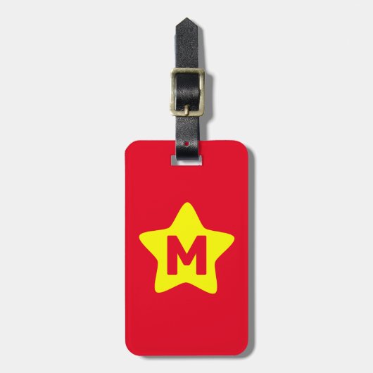 Monogram Red Yellow Star Gepäckchen Gepäckanhänger (Vorderseite vertikal)