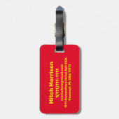 Monogram Red Yellow Star Gepäckchen Gepäckanhänger (Rückseite vertikal)