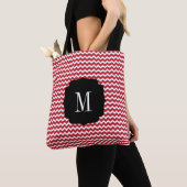Monogram Red Zickzack Holiday Christmas Tasche (Von Nahem)