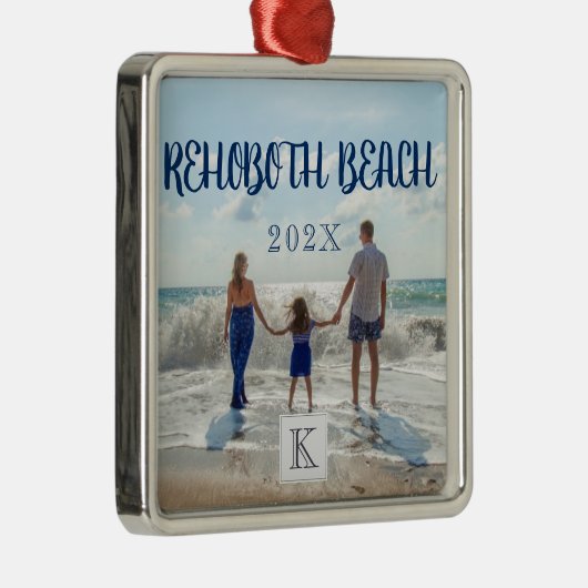 Monogram RehoBeide Beach Family Travel Souvenir Ornament Aus Metall (Rechts)