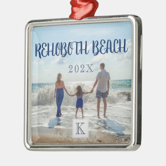 Monogram RehoBeide Beach Family Travel Souvenir Ornament Aus Metall (Links)