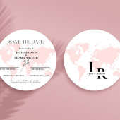 Monogram Reise Hochzeitstil Save the Date rund Einladung