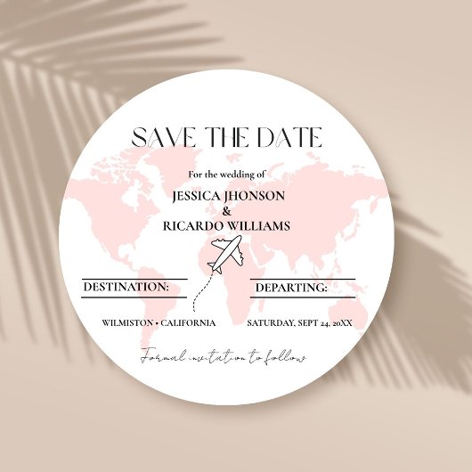 Monogram Reise Hochzeitstil Save the Date rund Einladung