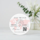 Monogram Reise Hochzeitstil Save the Date rund Einladung (Stehend Vorderseite)