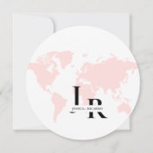 Monogram Reise Hochzeitstil Save the Date rund Einladung (Rückseite)