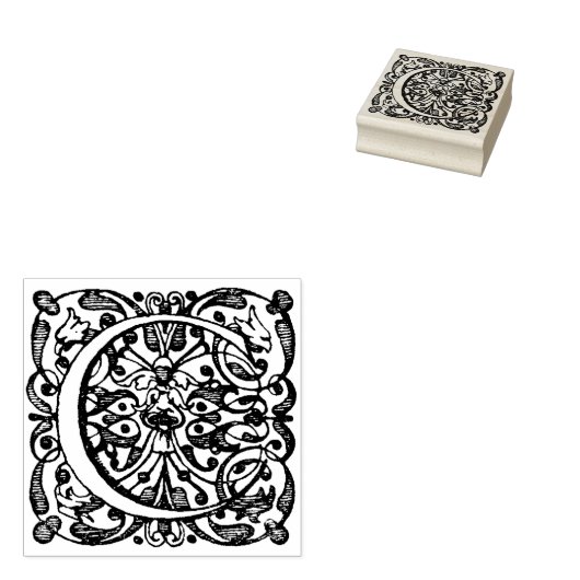 Monogram Renaissance C, 17. Jahrhundert Letter C Gummistempel (Stempel)