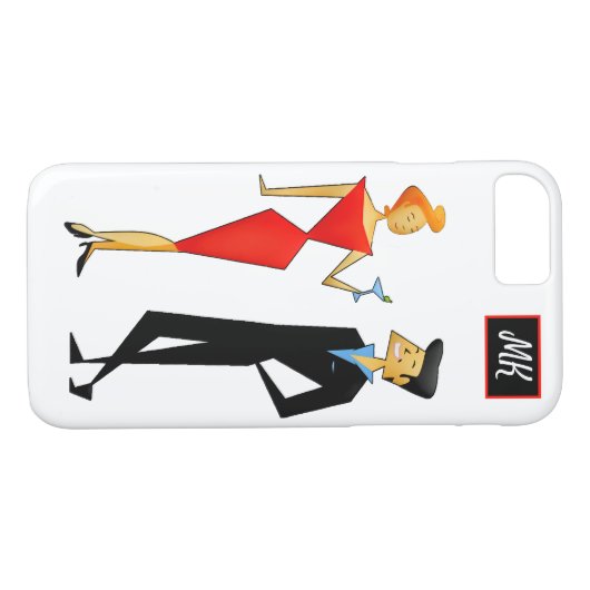 Monogram Rero 50er Couple Cocktail Party Case-Mate iPhone Hülle (Rückseite (Horizontal))