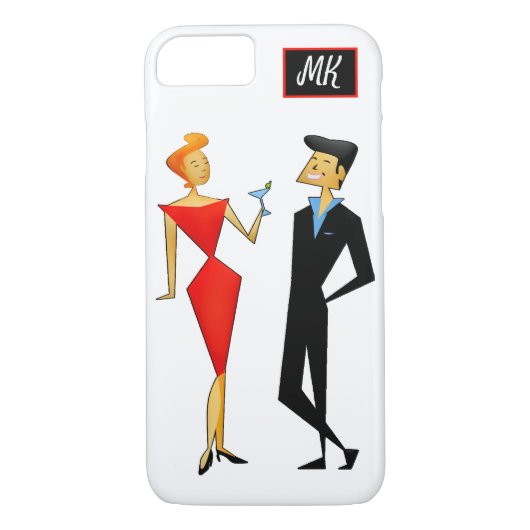 Monogram Rero 50er Couple Cocktail Party Case-Mate iPhone Hülle (Rückseite)