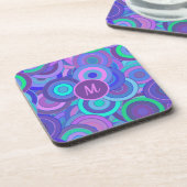 Monogram Retro 60er Psychedelic Circles-Muster Getränkeuntersetzer (Linke Seite)