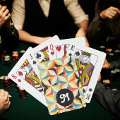 Monogram Retro 70er Geometrisches Muster Spielkarten