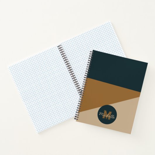 Monogram Retro 70er Green Brown Vintager Farbblock Notizblock (Innenseite)