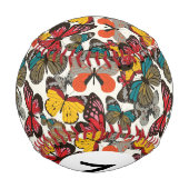 Monogram Retro Blumenmuster 3 Baseball (Rückseite)