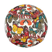 Monogram Retro Blumenmuster 3 Baseball (Vorderseite)