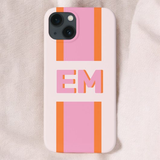 Monogram Retro Bold Pink Orange iPhone Hülle
