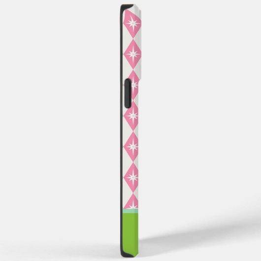 Monogram Retro Christmas Diamonds Pink & Green Case-Mate iPhone Hülle (Rückseite / Rechts)
