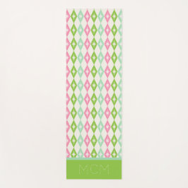 Monogram Retro Christmas Diamonds Pink & Green Yogamatte
