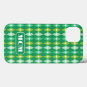 Monogram Retro Christmas Mid Century Green Case-Mate iPhone Hülle (Rückseite (Horizontal))