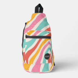 Monogram Retro Colorful Wavy Stripes Crossbody Bag