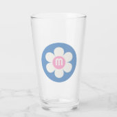 Monogram Retro Daisy rosa & blau Glas (Rückseite)