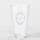 Monogram Retro Daisy rosa & blau Glas (Vorderseite)