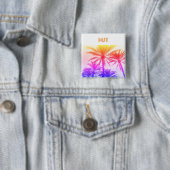 MONOGRAM RETRO Ferien Sonnenuntergang Palme Button (Beispiel)