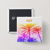 MONOGRAM RETRO Ferien Sonnenuntergang Palme Button (Vorne & Hinten)