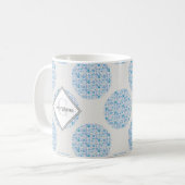 Monogram Retro Florals Berry Blues Polka Dot Kaffeetasse (Vorderseite Links)