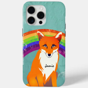 Monogram Retro Fox Art Aqua iPhone 15 Pro Max Hülle