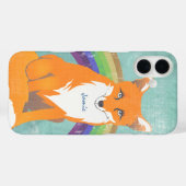 Monogram Retro Fox Art Aqua Orange Retro Case-Mate iPhone Hülle (Rückseite (Horizontal))
