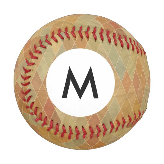 Monogram Retro geometrisches Muster 2 Baseball (Vorderseite Links)