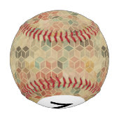 Monogram Retro geometrisches Muster 5 Baseball (Rückseite)