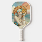 Monogram Retro Glam Summer Beach Vibes Pickleball Schläger (Vorderseite)