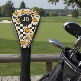 Monogram Retro Groovy Daisy Checkerboard Golf Headcover