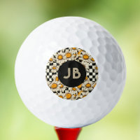 Monogram Retro Groovy Daisy Checkerboard